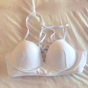 Shein underwire push up white bikini high waisted bottoms NWT